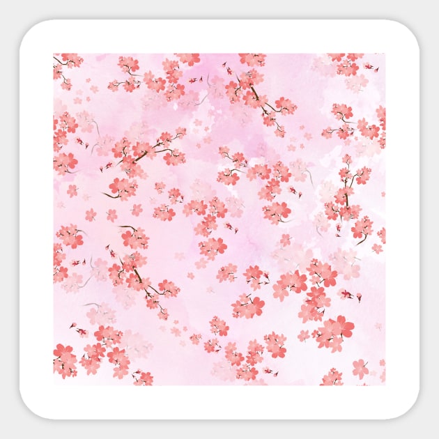 Cherry Flower 1 (spring floral pattern) Sticker by B&K